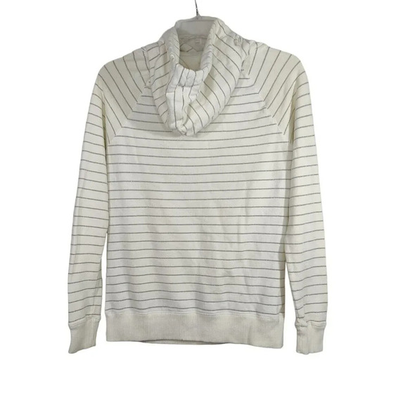 Aeropostale Cream Silver Metallic Stripe Pullover Hoodie Size M Pocket FLAW - Picture 4 of 9